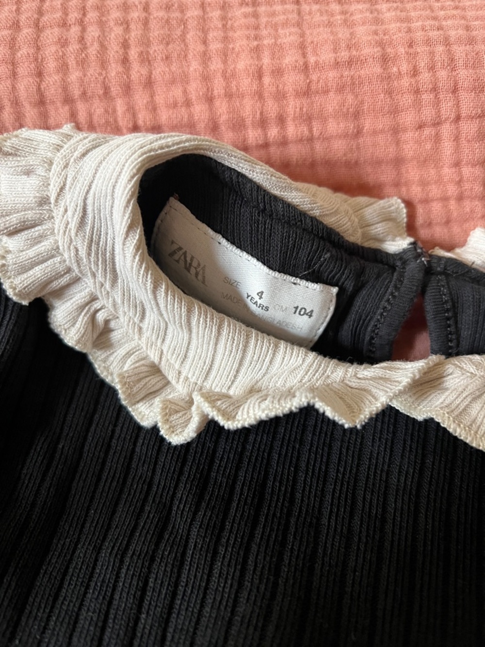 Zara Ribbed Long-Sleeve Top with Ruffle Collar - Picture 6 of 6